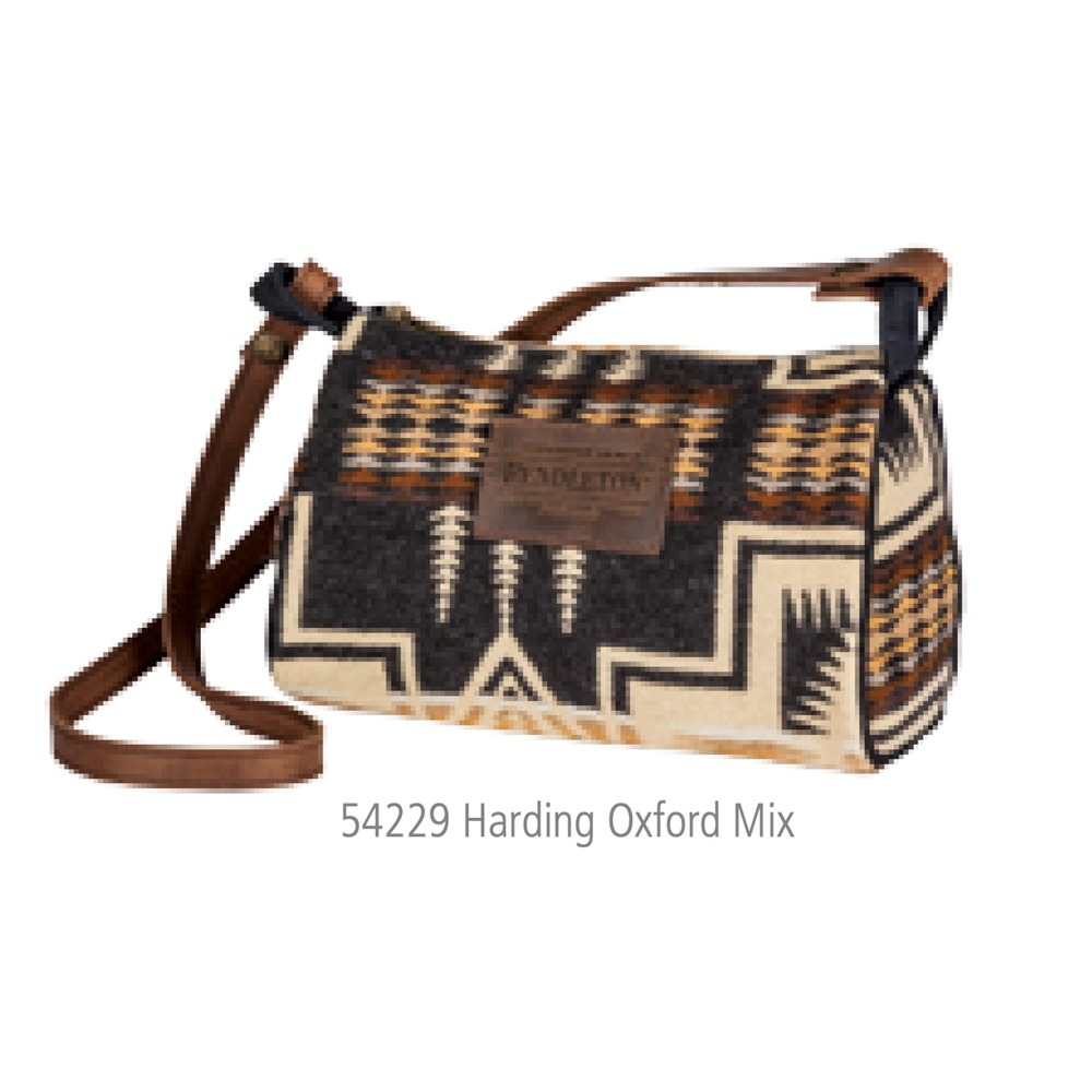 Pendleton Harding Oxford Mix Wool Dopp Bag Leather Strap Crossbody Purse - Picture 2 of 16